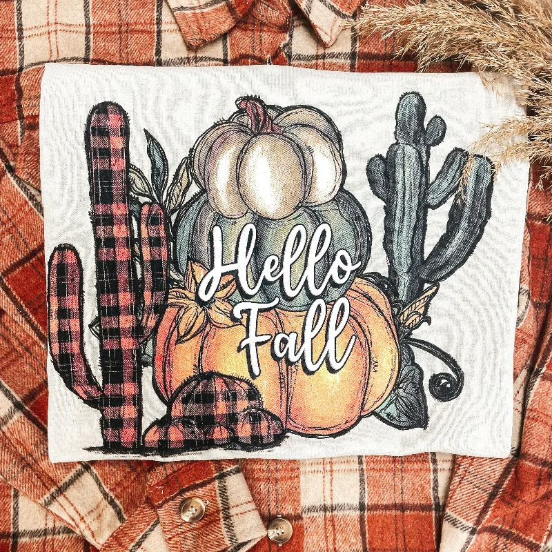 Hello Fall Saguaro Short Sleeve Graphic Tee in Light Beige *slightly blemished*