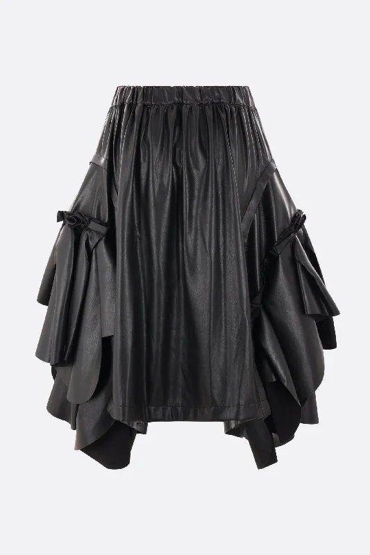 faux leather skirt with asymmetric ruffles