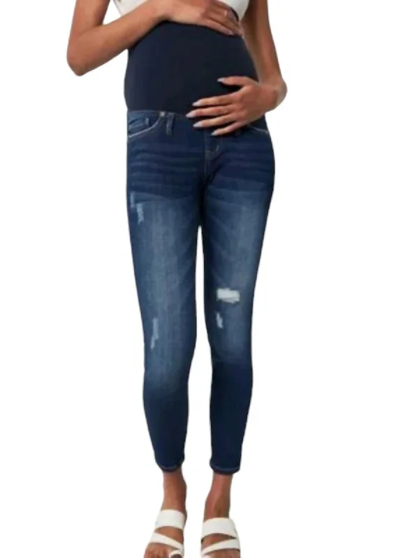 April Full Band Maternity Ankle Skinny Jeans In Medium Wash