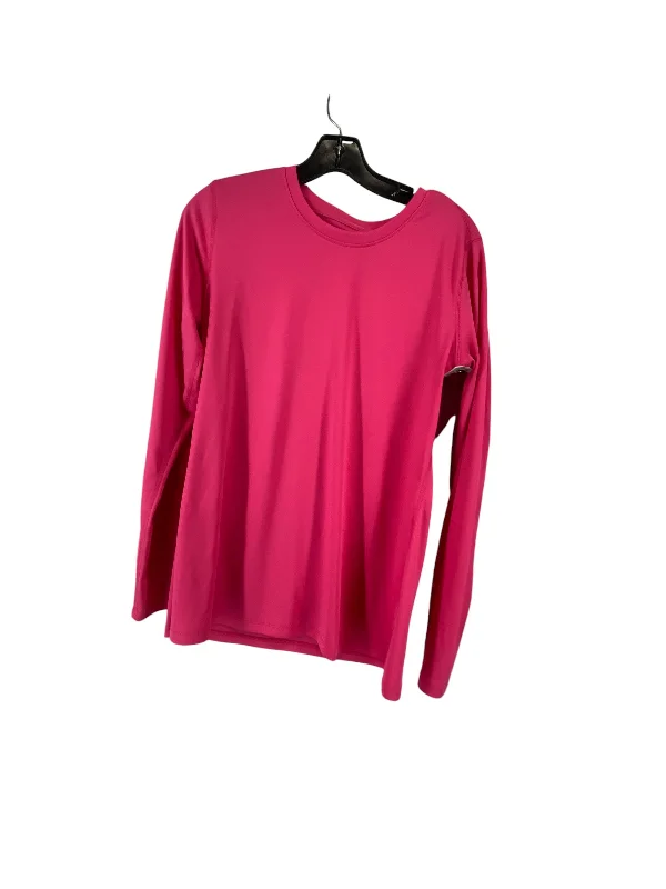 Athletic Top Long Sleeve Collar By Hanes In Pink, Size: L