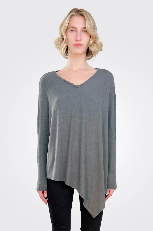 Hi V Neck Long Sleeve - Ash