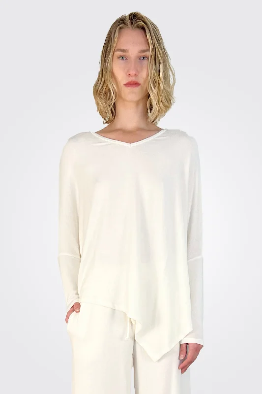 Hi V Neck Long Sleeve - Natural