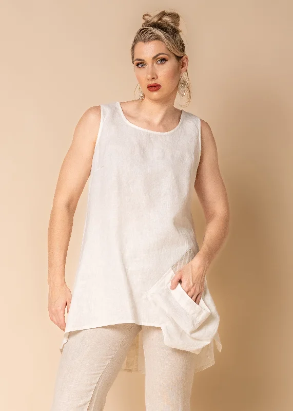 Joyce Linen Blend Top in Cream