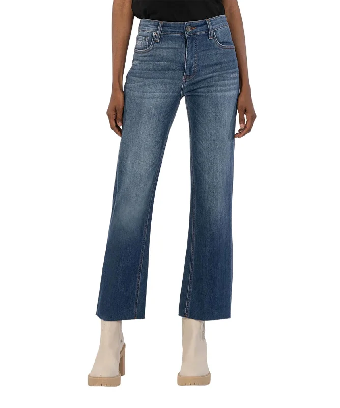 Kelsey High Rise Fab Ab Ankle Flare Jeans In Royal Wash