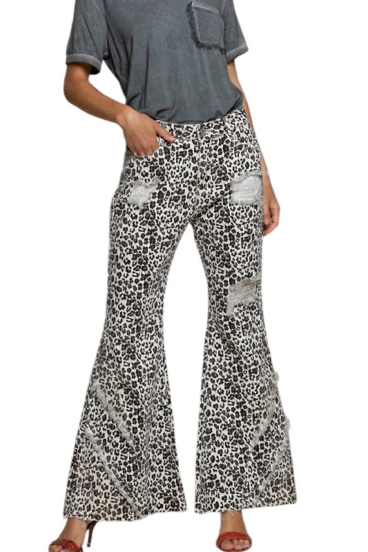 Leopard Print Pants In Vintage Ivory