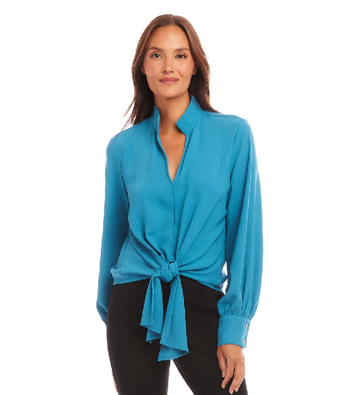 Long Sleeve Tie Front Top