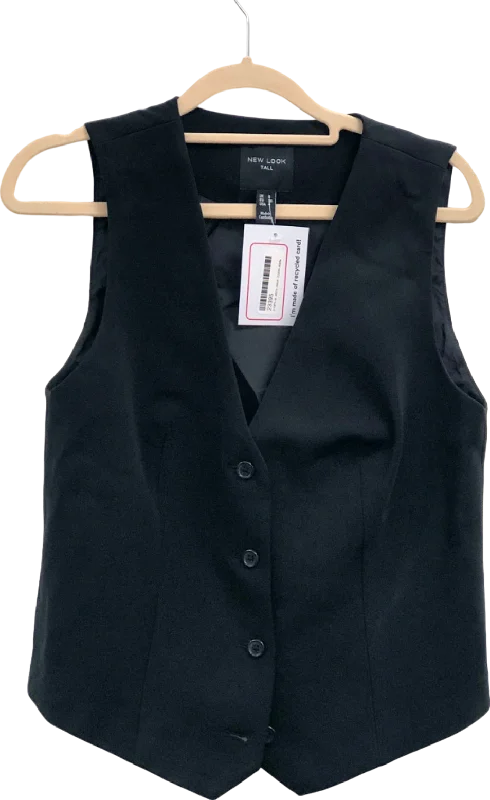 New Look Black Tall Button-Up Waistcoat UK 8