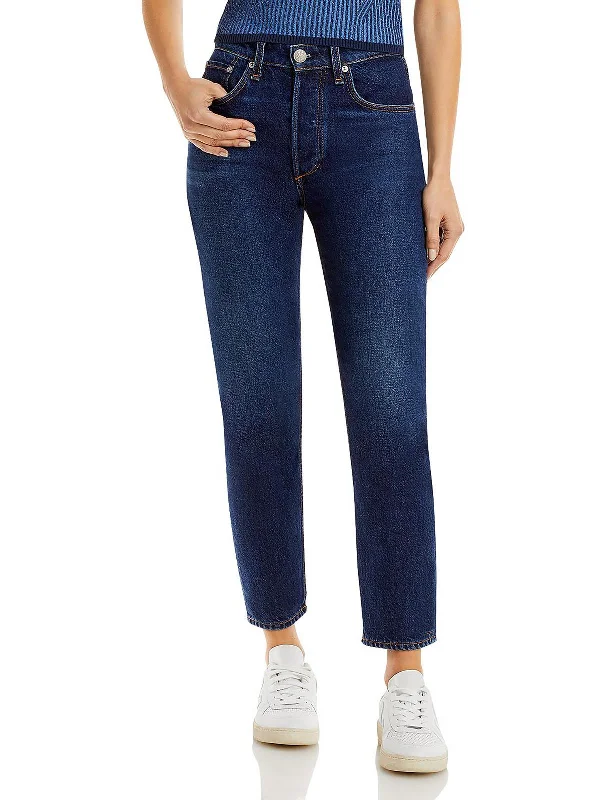 Nina Womens Denim Dark Wash Cigarette Jeans