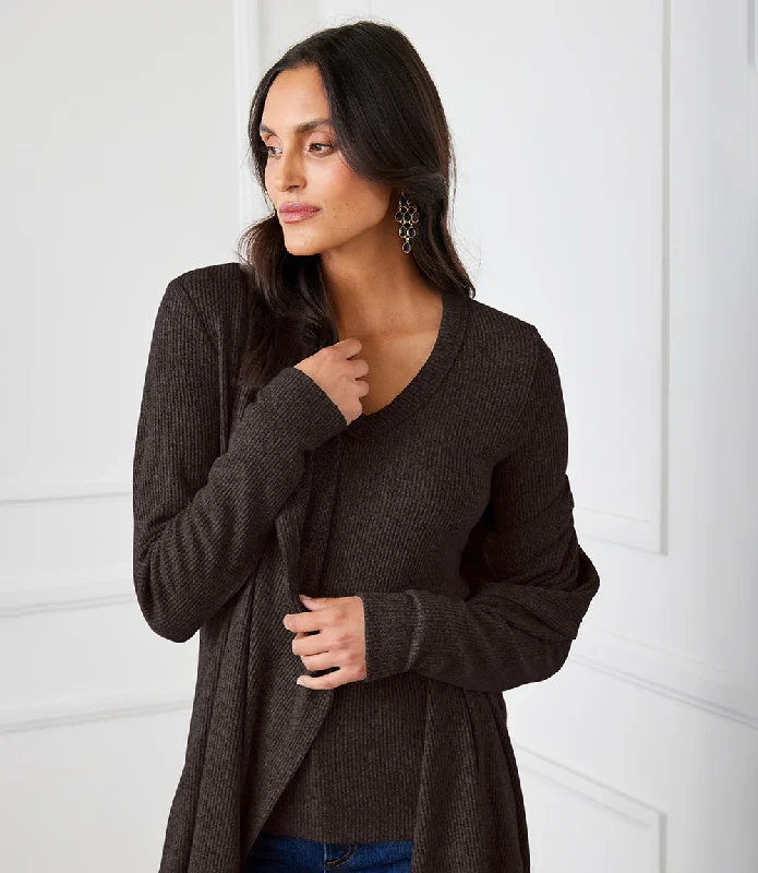 Ribbed Long Sleeve V-neck Top