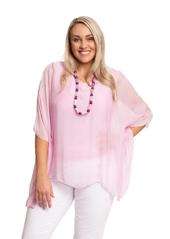 Santo Silk Top in Petal Pink