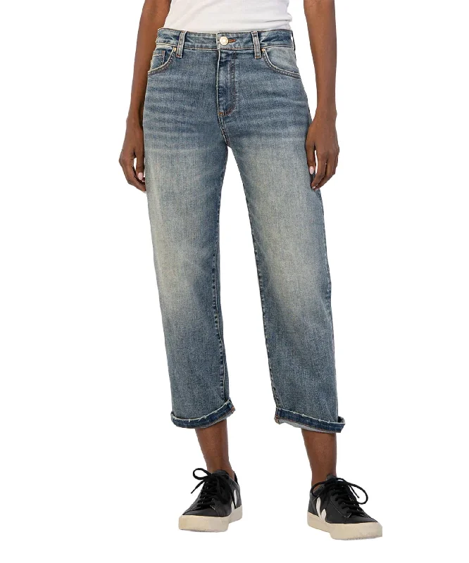 Sienna Baggy Boyfriend Crop Jeans In Shaped Wash