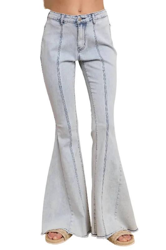 Star Flared Denim Pants In Light Wash