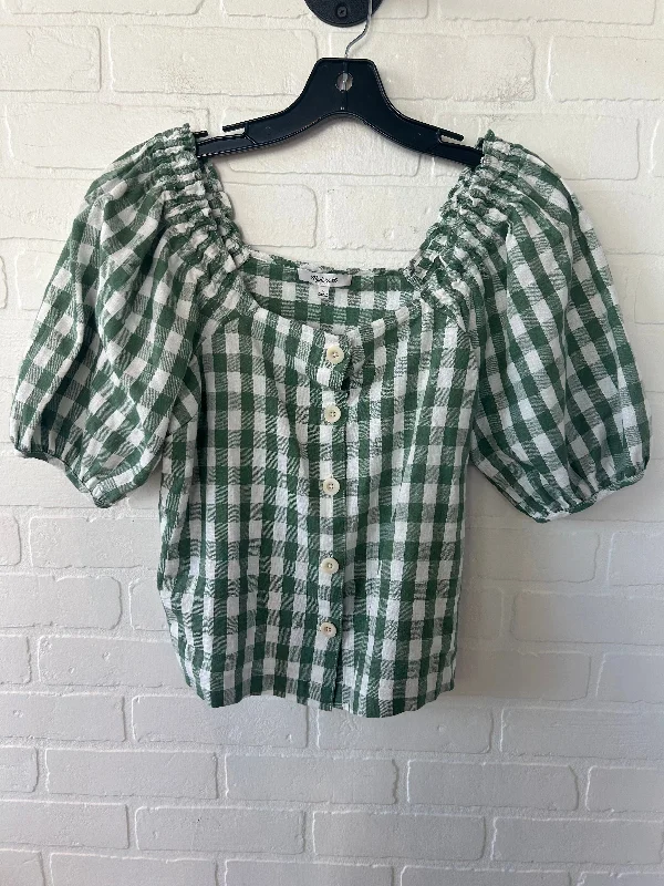 Top Short Sleeve By Madewell In Green & White, Size: S