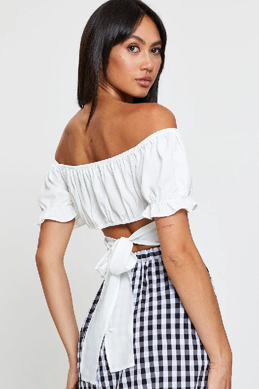 White Crop Top Short Sleeve