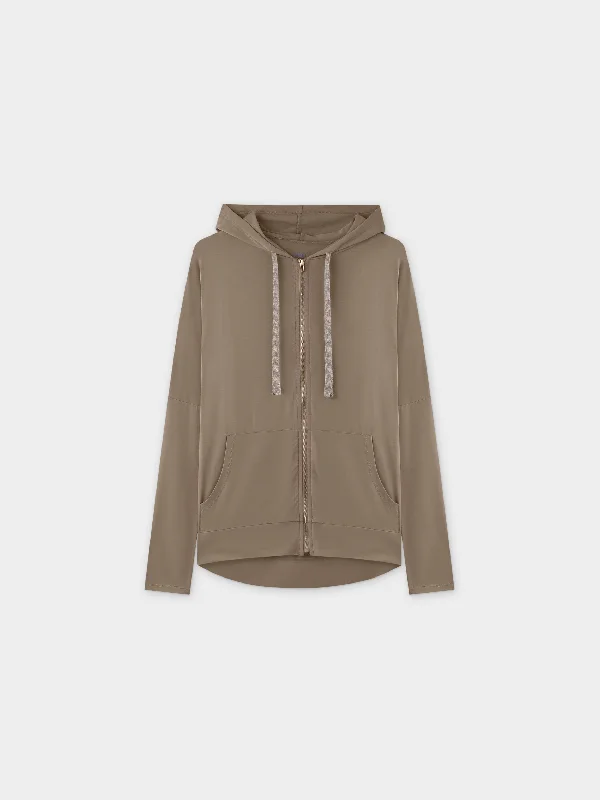 ZIP UP HOODIE-TAUPE