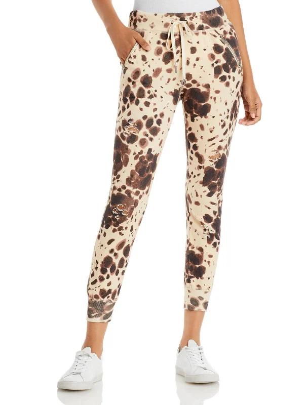 Gravity Womens Printed Destroyed Sweatpants