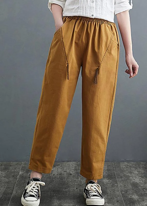 Loose Yellow Pants Trendy Plus Size Spring Casual Gifts Trousers