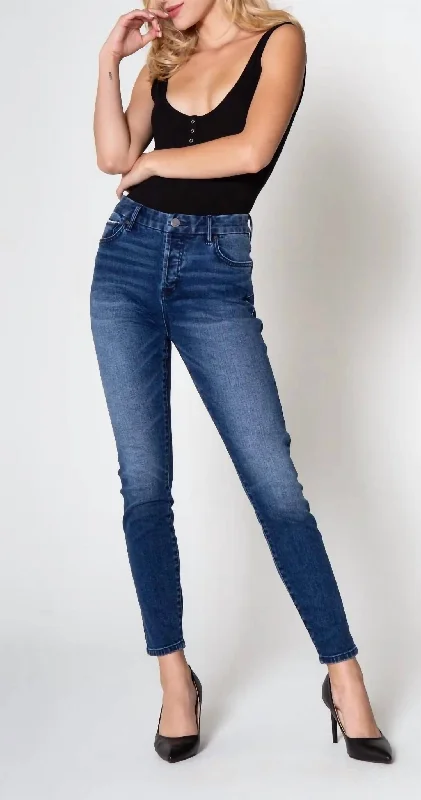 Olivia Super High Rise Ankle Skinny Jeans Colville In Dark Wash