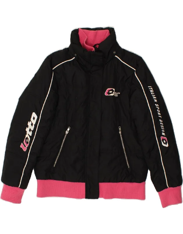 LOTTO Womens Graphic Windbreaker Jacket UK 10 Small Black Colourblock