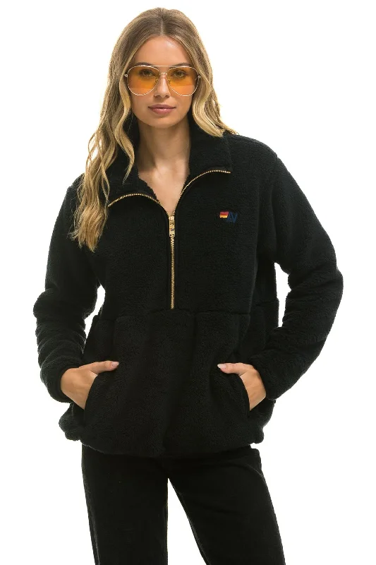 TEDDY UNISEX HALF ZIP JACKET - BLACK