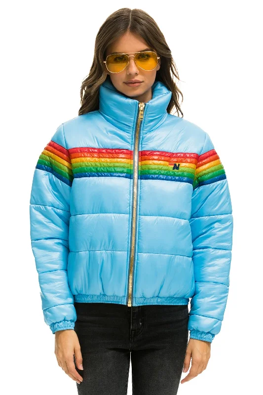 6 STRIPE LUXE APRES PUFFER JACKET - GLOSSY SKY