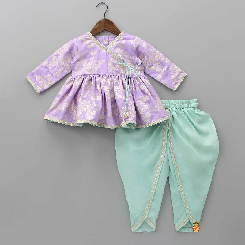 Lilac Angarkha Style Top And Dhoti