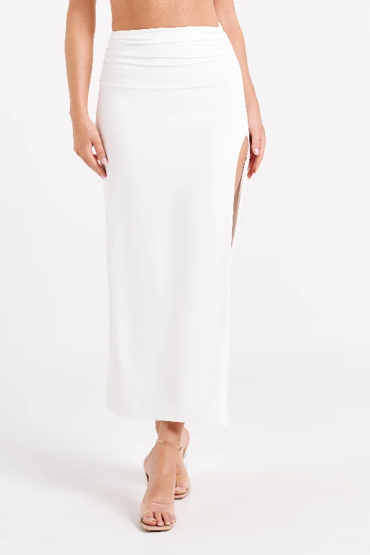 Emma Recycled Nylon Maxi Skirt - White