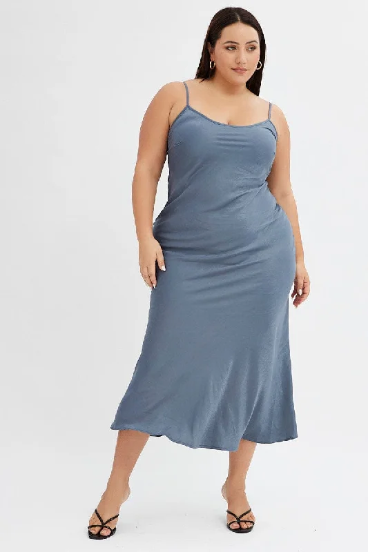 Grey Slip Dress Sleeveless Maxi