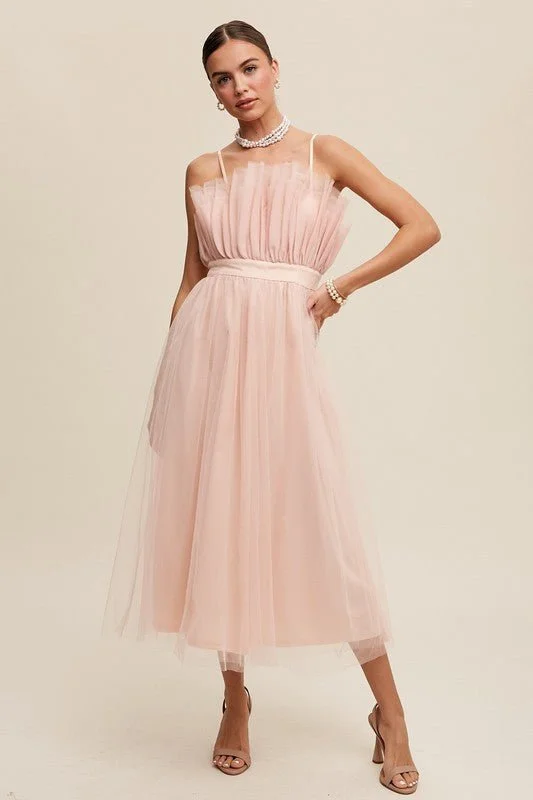 Frill Tulle Maxi Dress