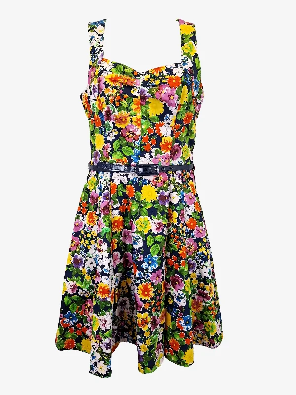 Review Vibrant Summer Belted A-line Mini Dress Size 8