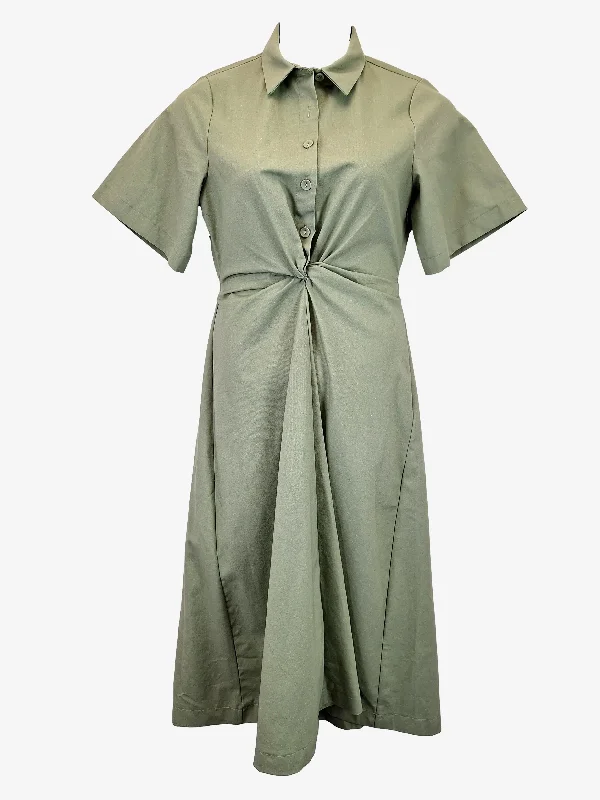 Willa Sage Draped Shirt Maxi Dress Size 12