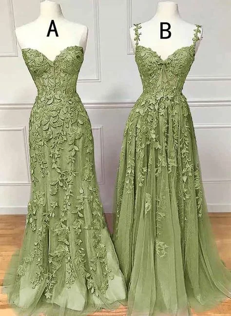 Cheap Green Lace Prom Dress Sage Long Evening Dress UK