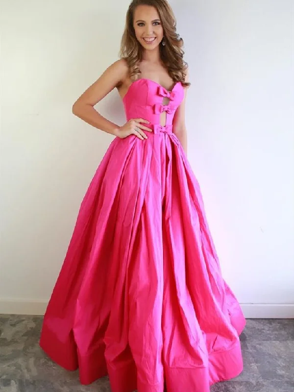 2025 Pink Formal Evening Dresses Satin Strapless Prom Dresses Long