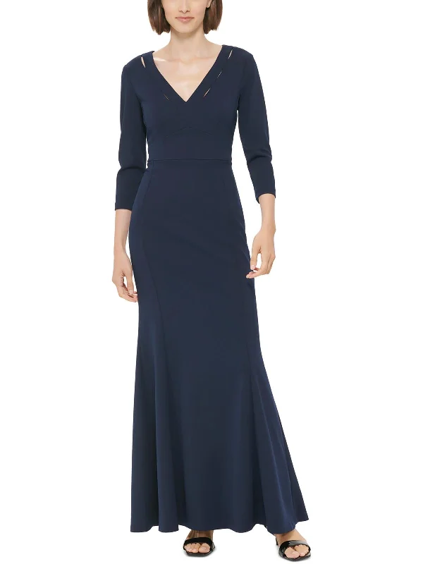 Womens Cut-out V-neck Evening Dress