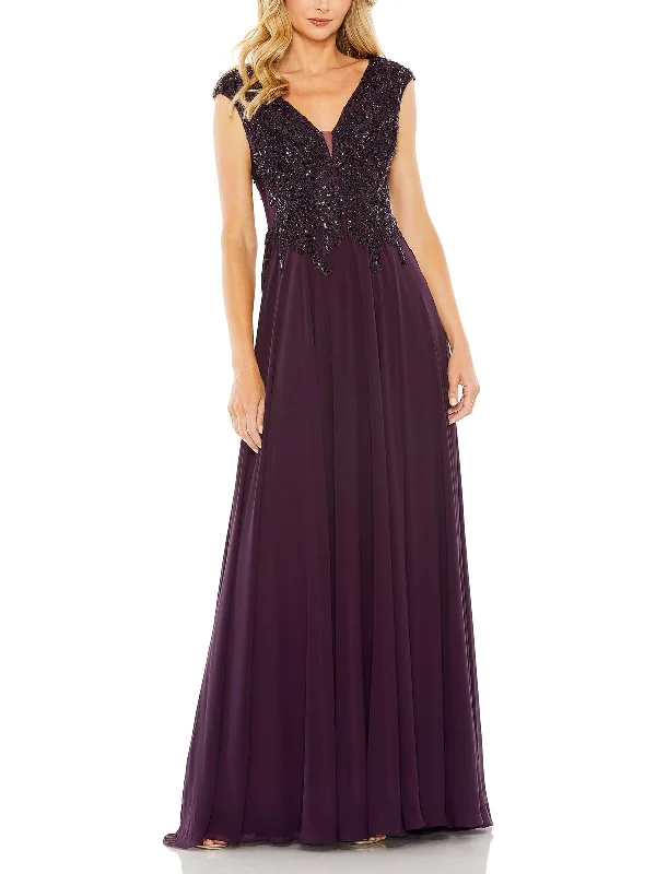 Womens Embellished Sleeveless Evening Dress