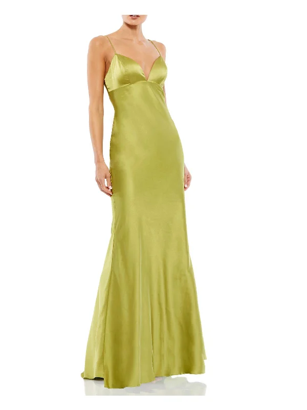 Womens Satin Long Evening Dress