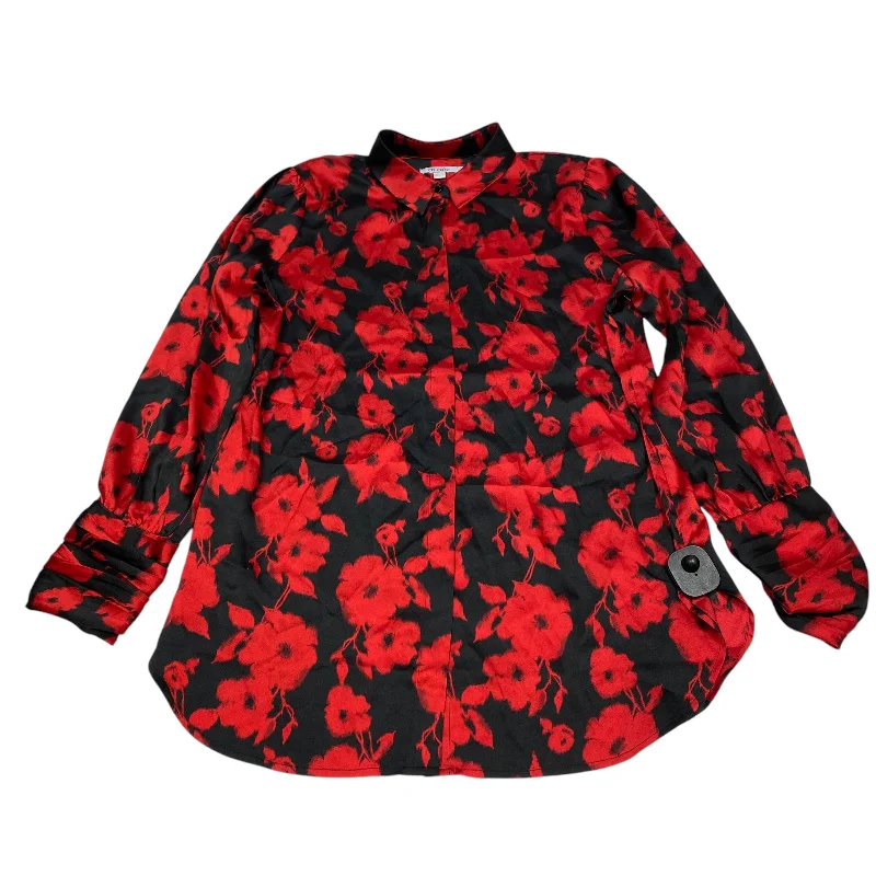 Blouse Long Sleeve By Chicos In Black & Red, Size: M