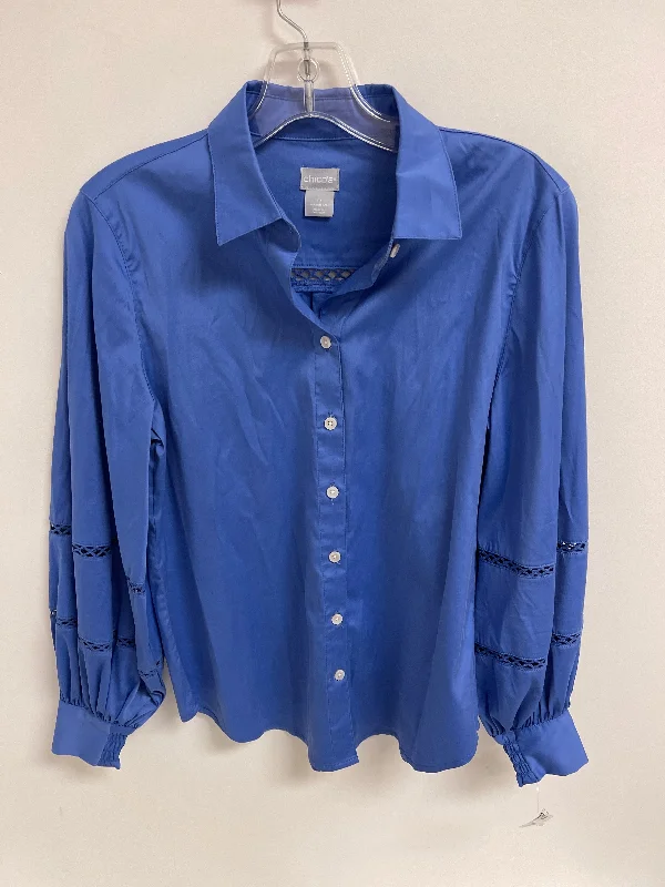 Blouse Long Sleeve By Chicos In Blue, Size: S