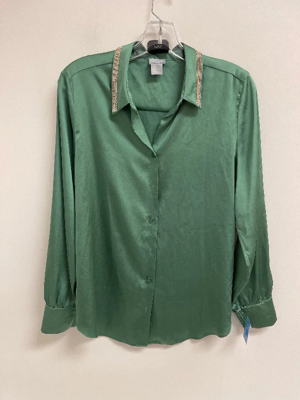 Blouse Long Sleeve By Chicos In Green, Size: M