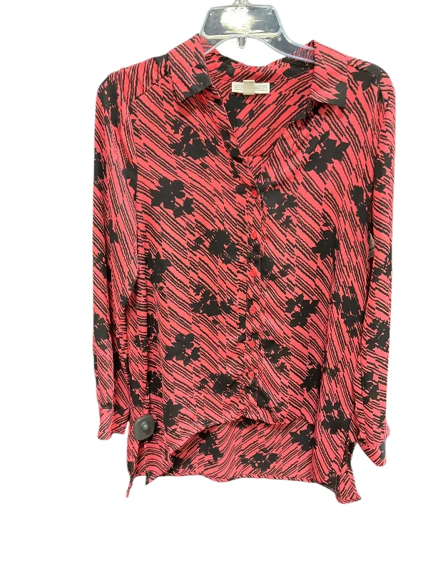 Blouse Long Sleeve By Dana Buchman In Black & Red, Size: M