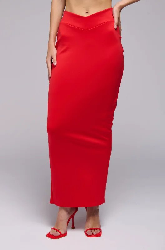 LALA HIGH WAIST DRESSY MIDI SKIRT