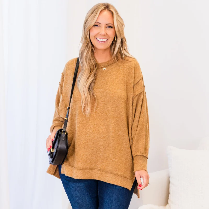 Say Hello Sweater, Deep Camel