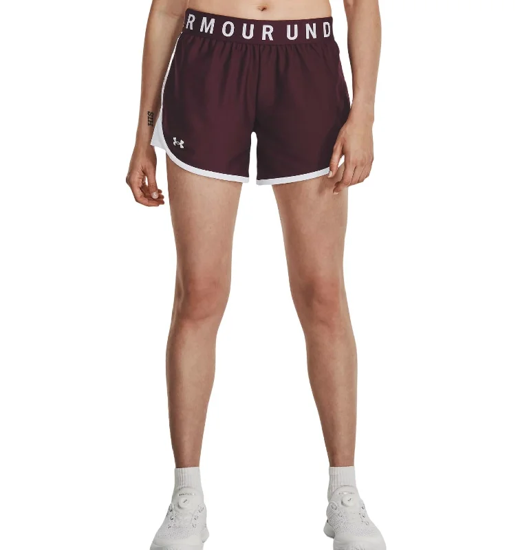 Women's Play Up 5" Shorts In Dark Maroon/white